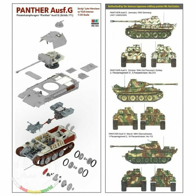 Ryefield-Model 1/35 5016 Sd.Kfz.171 Panther Ausf.G w/Full Interior/Clear Parts